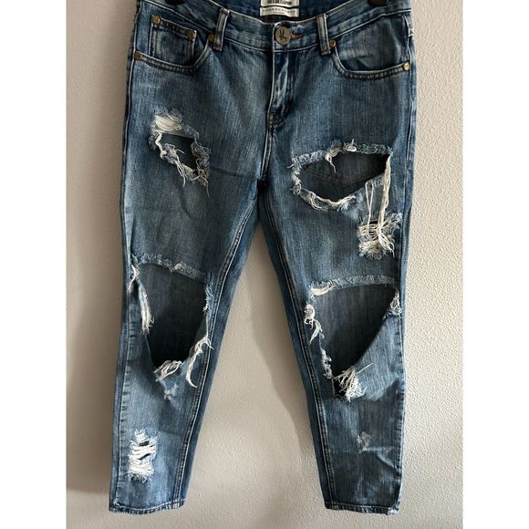 One Teaspoon Awesome Baggies Low Waist Medium Rise Relaxed Fit Rolled Cuff 24 - Picture 3 of 7